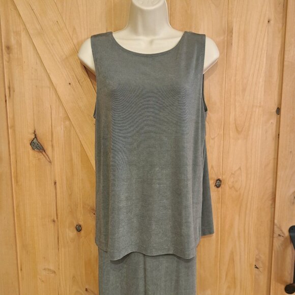 Chicos Travelers 12P/14P 3 Piece Tank Jacket Pants Gray Open Womens Large Petite - Picture 2 of 6